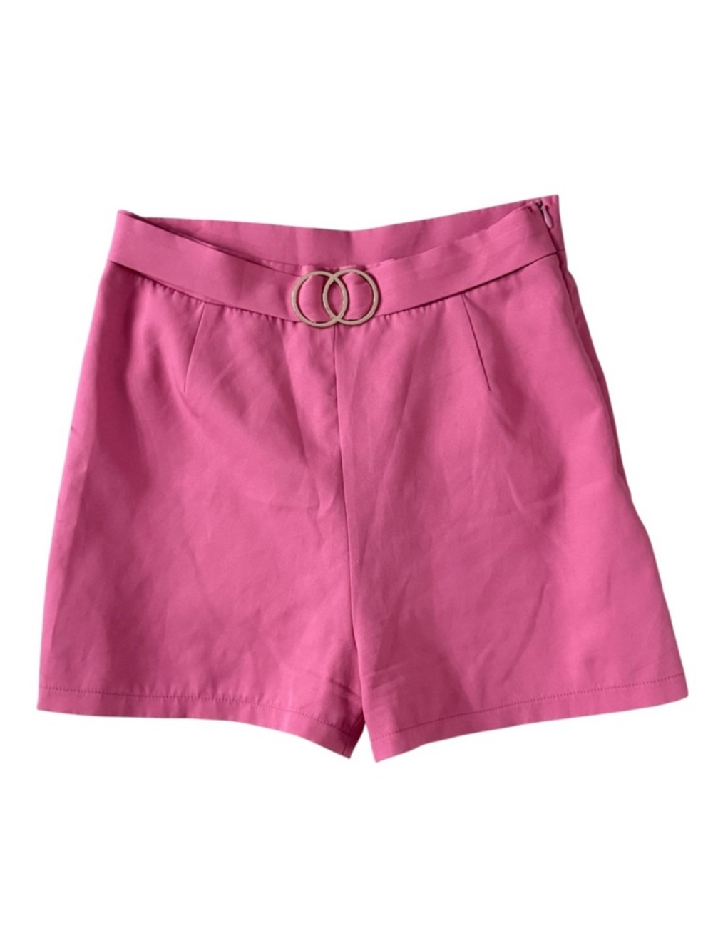 Pink‎ High Waisted Tailored Shorts with Gold Double Ring Detail Size Small